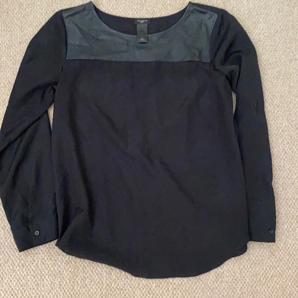 Cute Ann Taylor black top (neckline is leather texture)